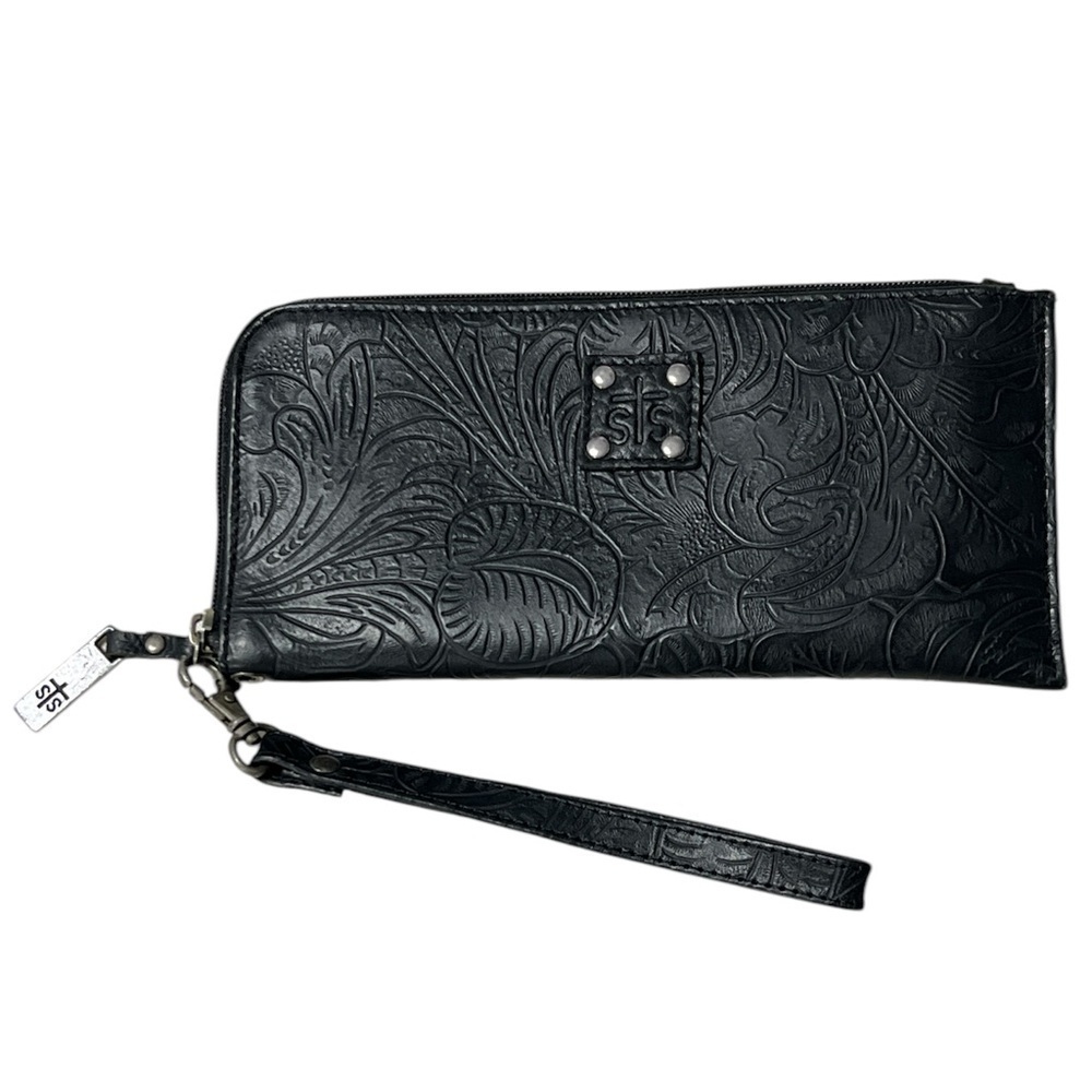 STS Ranchwear Western Floral Embossed Leather Clutch / Wristlet
